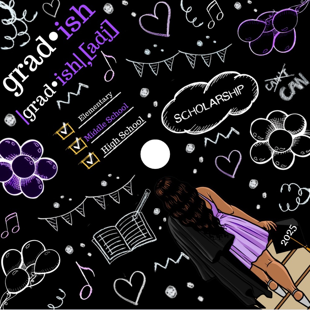 Graduation Cap with Purple Gown Design